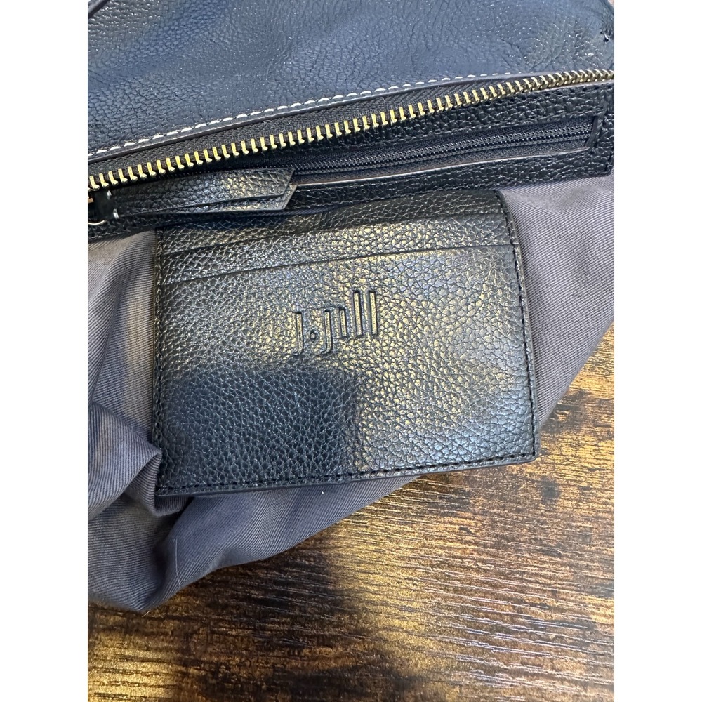 J JILL Do It All Crossbody Black Pebbled Leather Soft Fold Bag Minimalist Purse - Picture 9 of 16